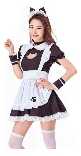 Mujer Disfraz Cosplay De Sirvienta Gato Lindo Vestido Lolita