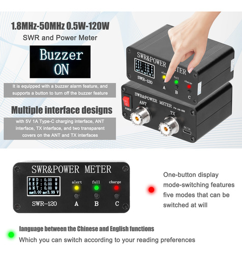 Medidor De Ondas Cortas, Menú Inglés De Swr Vatios, Potencia