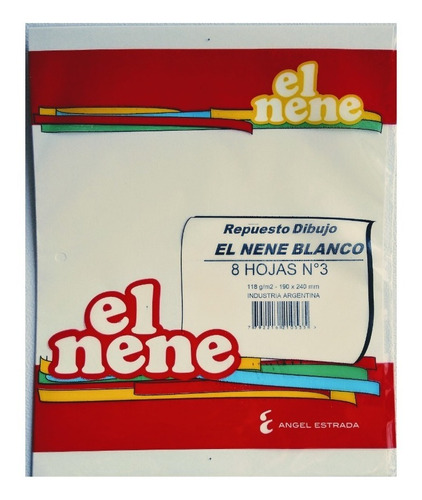 Repuesto Dibujo El Nene N° 3 Blanco X8 Hojas Set X4 