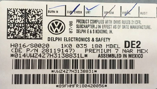Código Estéreo Vw Vento Passat En Mataderos (Usado)