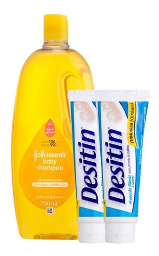 Shampoo Johnsons Baby 750 Ml+2 Cremes De Assadura Desitin