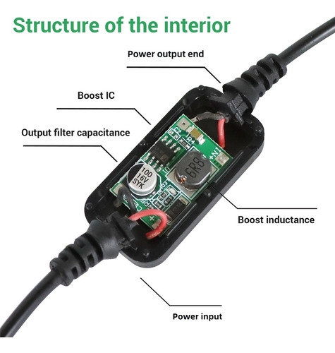 Convertidor Usb/type-c De 5v A 12v Enchufe Cigarrillos Coche