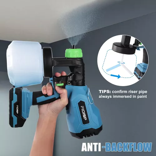 Pulverizador de pintura inalámbrico, pulverizador de pintura a pilas HVLP  Power Paint Pistola pulverizadora con 2 baterías, 3 boquillas, pulverizador