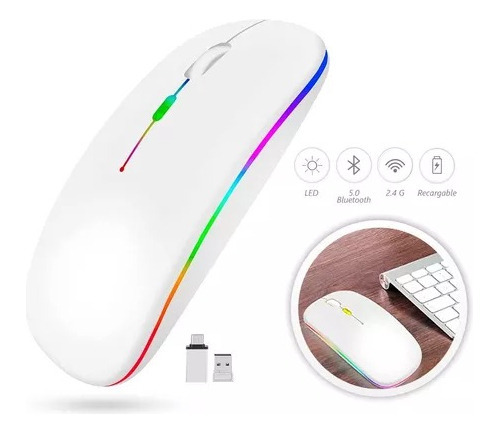 Ratón Mouse Silencioso Inalámbrico De Carga Portátil Color Blanco