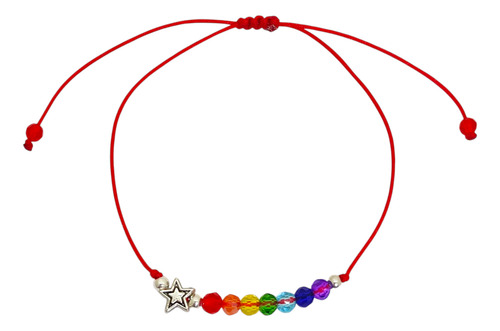 Pulsera Cristales 7 Chakras Dije Amuleto Protector Acero Estrella 0 Mm