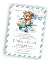 Comprar Convite Digital Chá De Fralda Ursinho Aviador, Chá De Bebê 1