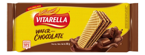 Biscoito Wafer Vitarella 80g Kit C/30 Pacotes Sabor Variado