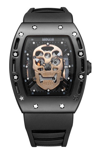 Reloj de pulsera Baogela Quartz para hombre, luminoso, color de fondo negro y rosa