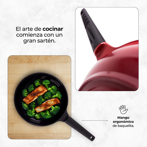 Wok Maple Diamante Rojo 26cm Inducción