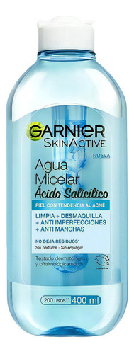 Agua Micelar Anti-imperfecciones Con Ácido Salicílico Garnie Momento de aplicación Día/Noche Tipo de piel Piel con tendencia al acné