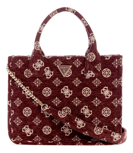 Guess Bolso Tote Sevye De 2 Compartimentos, Ciruela