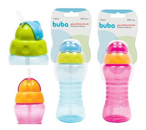 Imagem 1 de 5 de Garrafinha Infantil De Agua Com Canudo De Silicone Retratil