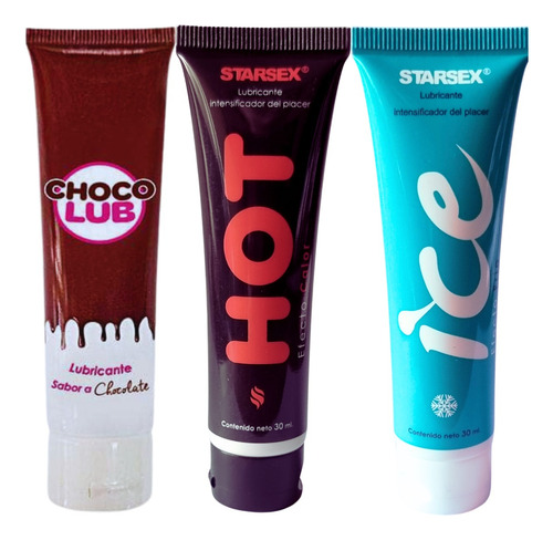 Pack Gel Lubricante Efecto Frio + Calor + Chocolate Sexshop