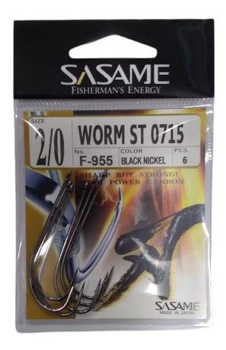 Anzuelos Sasame Worm St F-955 N2/0 Japones Pesca Variada 6u.