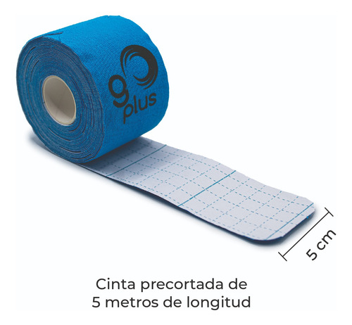 Paquete 6 Cintas Kinesiológicas Azul Go Plus 5m Pre-cortada