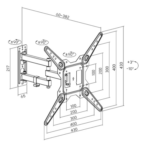 Suporte Para Tv Parede Tri-articulado 24 28 32 39 43 49 50 55 Polegadas