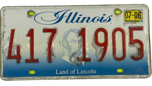 Illinois Original Placa Metálica Carro Usa Eua Americana