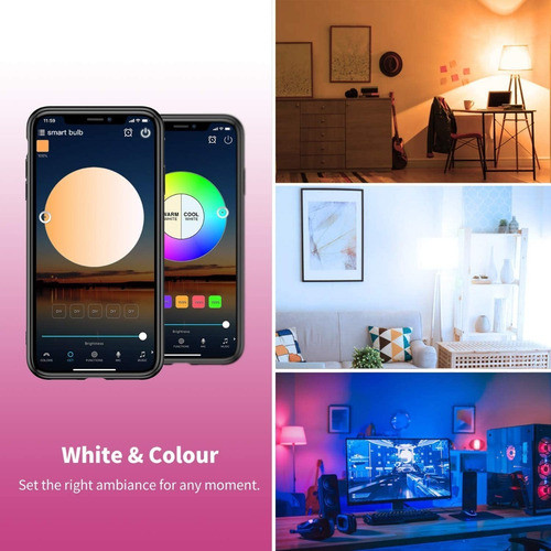 Imagen 3 de 8 de Bombilla Wifi Led Inteligente Con Bluetooth Y Alexa E27 Rgb