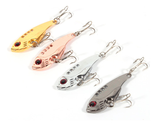 Hook 4pcs 11g 55mm Metal Vib Fishing Lures Crank Baits Red