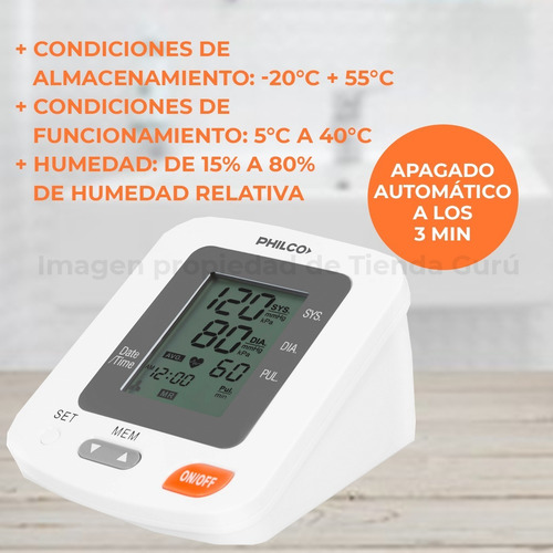 Imagen 5 de 6 de Tensiómetro Digital Philco De Brazo 60 Memorias Bk6032