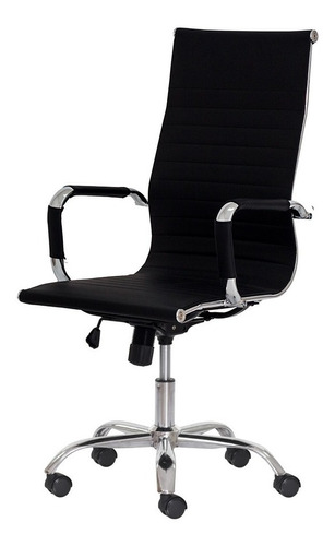Cadeira de escritório Waw Design Presidente stripes ergonômica  preta com estofado de couro sintético