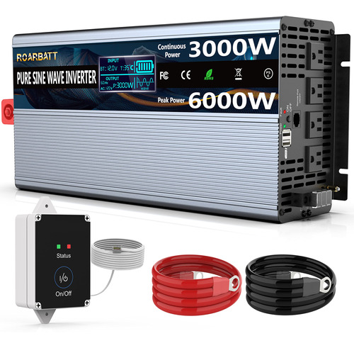 Inversor De Onda Sinusoidal Pura De 3000 W, 12 V, Cc A Ca, 1