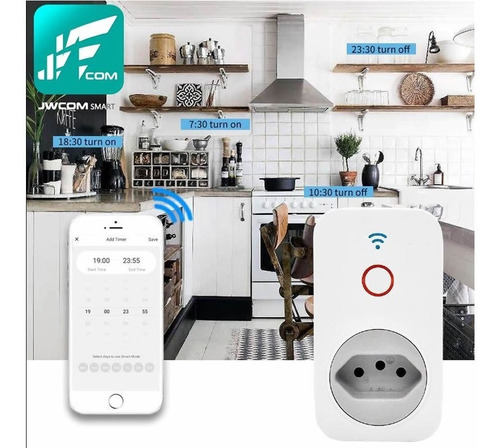 Tomada Inteligente Smart Wifi B2 Jwcom Alexa E Google Home Cor Branco