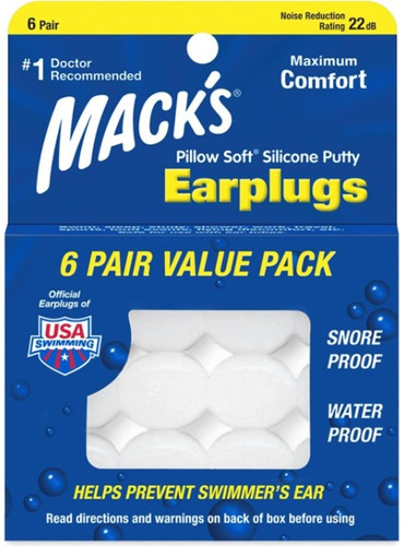 Tapones Para Oídos De Silicona Suave 6 Pares, Mack's Pillow