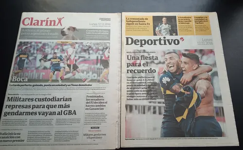 Clarín Boca 4 River 2 Tévez 1° Clonación Perro 2016 12/12 (Usado)
