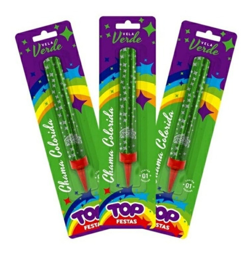 Imagem 2 de 4 de Vela Chama Colorida Top Festas Azul Display Com 50 Velas