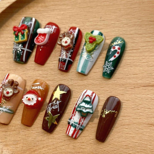 Nuevo Unhas Postiças De Natal, Fofas, Unhas De Cola De