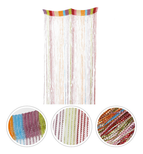 Cortina Valance Fringe, Llamativa Y Colorida, Con Hilos Reco