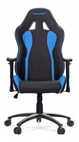 Cadeira de escritório Akracing Nitro gamer ergonômica  preto e azul com estofado de couro sintético