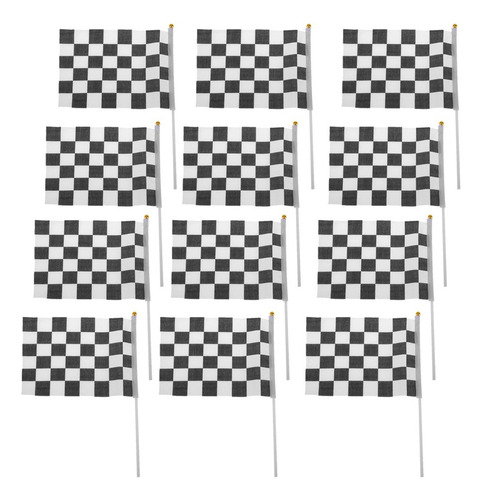 12pcs Bandera Negro Y Blanco A Cuadros F1 Fórmula