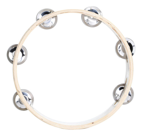Pandero Madera 8pulgadas Sonajas Metal Para Fiestas Y Educar Color De La Madera