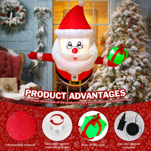 Decoración Inflable De Navidad 3.5 Pies Papá Noel Para Exter