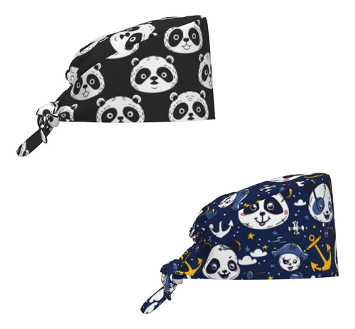 Gorra De Trabajo Ajustable Con Banda Para El Sudor, Gorra Dibujos Animados Lindo Blak White Panda Bear Talla Única