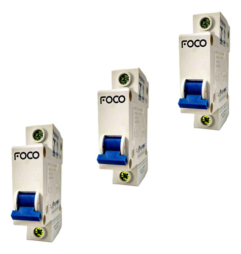 Kit 3 Disjuntor Unipolar Din Monofásico 16a Foco