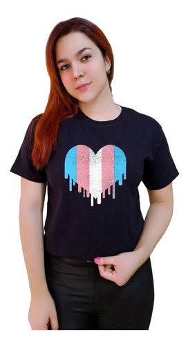 Polera Orgullo Transgénero 100% Algodón Bandera Corazón C783