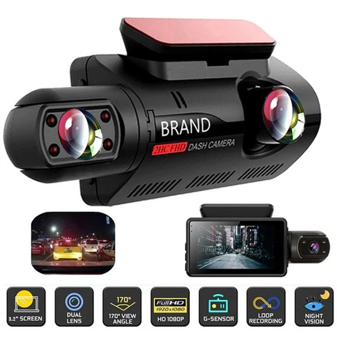 Grabadora De Vídeo Para Coche De 2 Lentes Hd1080p Dash Cam C