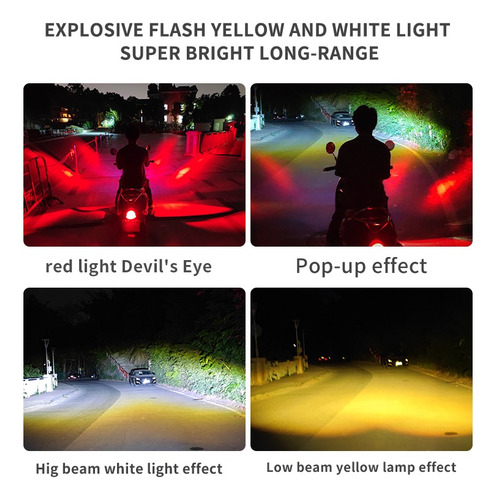 Par Faros De Lupa Doble Color Para Coche Y Moto 4 Modos 40w