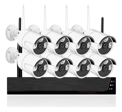 Kit 8 Cámaras Wifi Full Hd Ip Nvr Inalámbrico Exterior 1080p