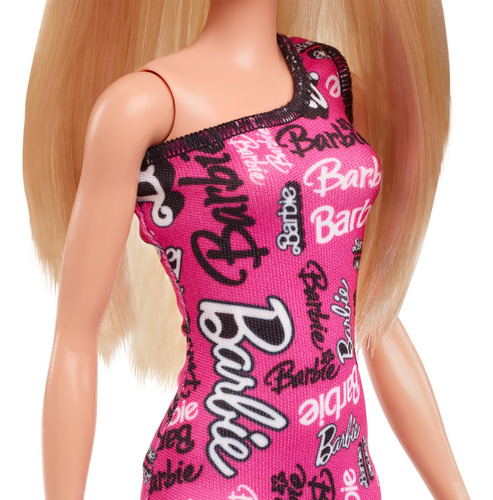 Barbie Fashion & Beauty Muñeca Cabello Rubio Vestido Rosa Mattel HRH07