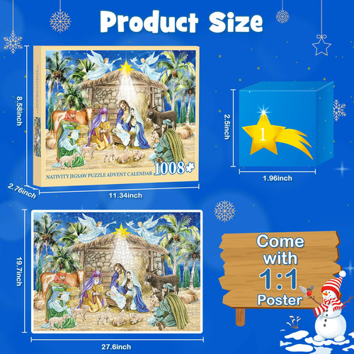 Rompecabezas De Navidad 1008 Piezas Calendario De Adviento 2