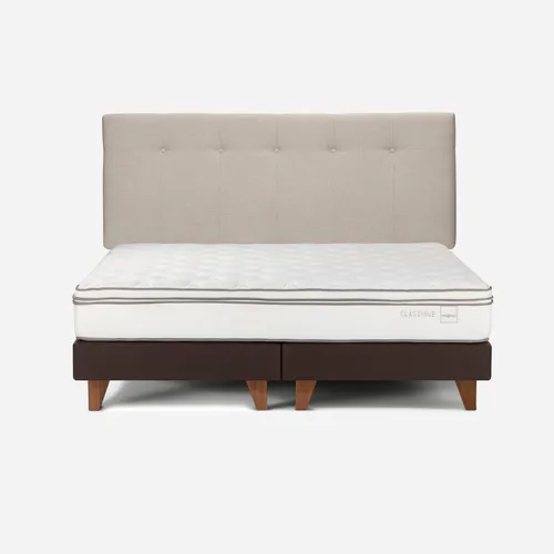 Cama Europea Classique+ 2 Plazas + Respaldo New Bennet Nat.