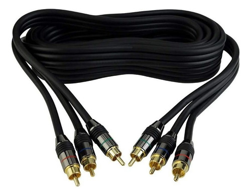 Cable De Video Componente 3 Rca Macho A Macho | Negro / 1 M