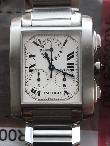 Reloj Cartier Tank Americaine Chronoflex Cartier Plateado Blanco (Usado)