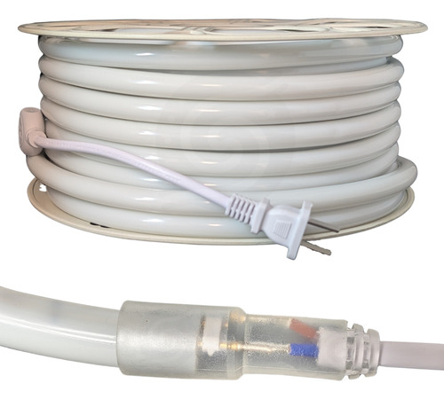Manguera Led Redonda Neon 25 Mts 360° Flexible Ext E Int Blanco Cálido