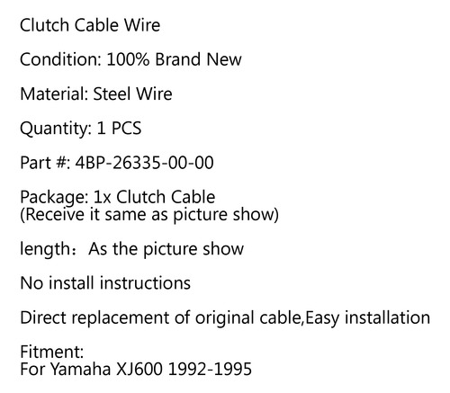 Cable De Embrague 4bp-26335-00-00 Para Yamaha Xj600