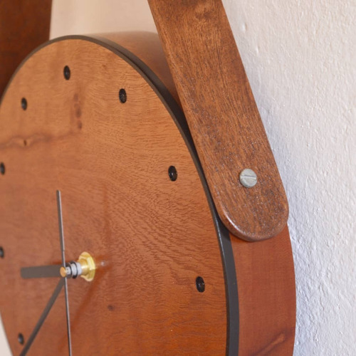 Reloj De Pared Madera Artesanal Grueso Colgante